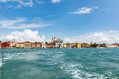 Venice. Vacation in Italy. Panoramic view of Venice from the Grand Canal.