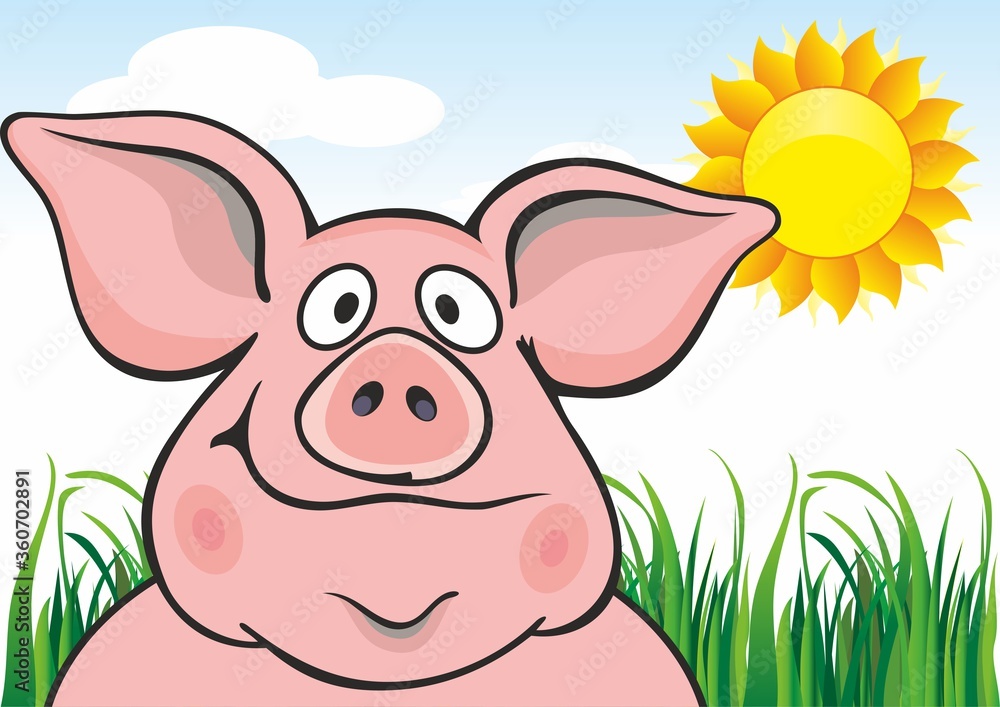 Pig. Funny pink pig. Cartoon characters.
Pig. Funny pink pig. Cartoon characters.