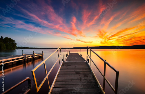 Brilliant Sunset over the Lake with Long Exposure