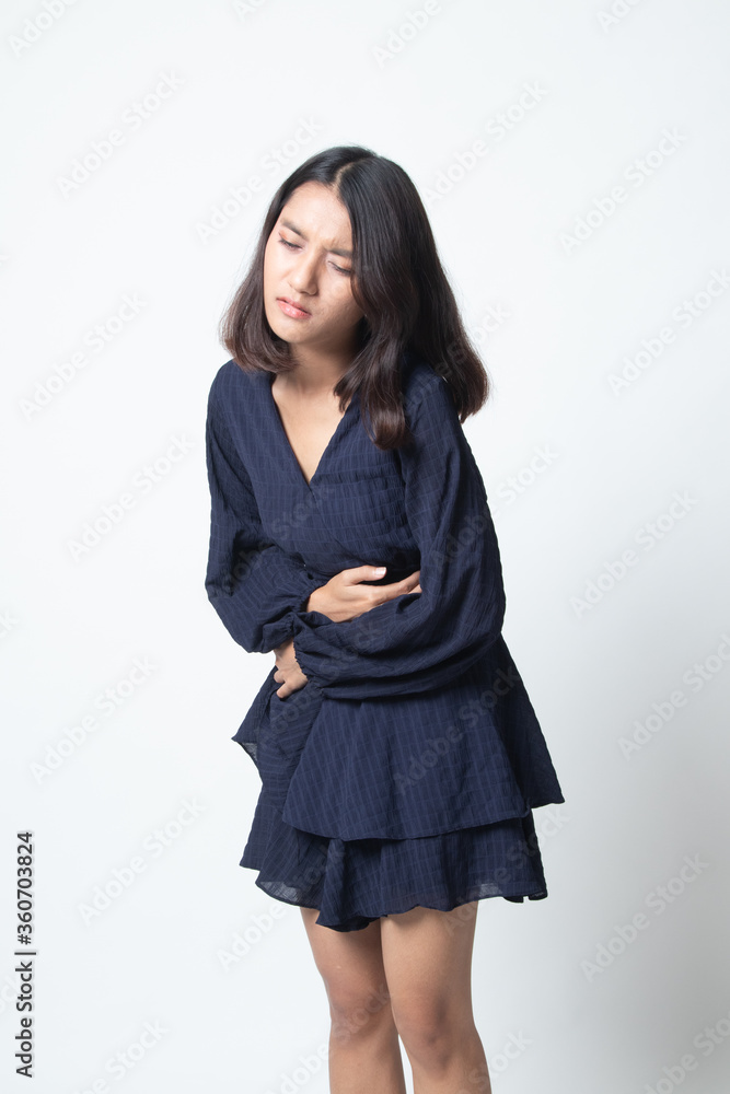 Young Asian woman got stomachache. Young Asian woman got stomachache.