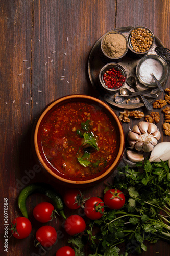 traditional Georgian dish, geogian spicy kharcho soup