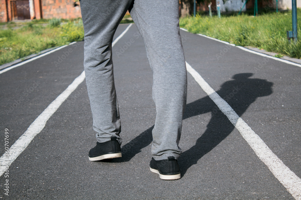 a person runs on a street treadmill a person runs on a street treadmill