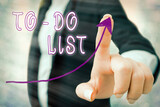 Writing note showing To do List. Business concept for a list of tasks to complete and organize according to priority Digital arrowhead curve denoting growth development concept