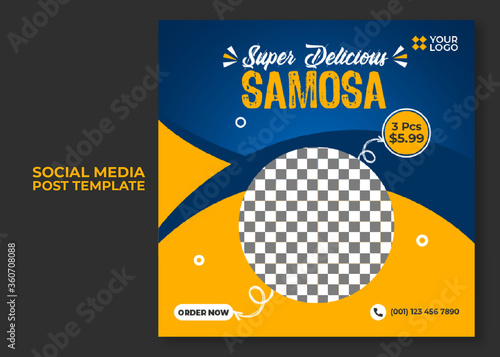 Restaurant Promotional Instagram or social media post template Vector, Editable template post for social media ad.
