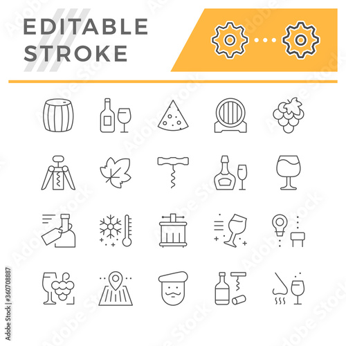 Set line icons of wine