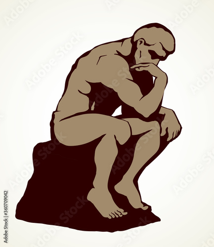 The statue the Thinker. Vector drawing