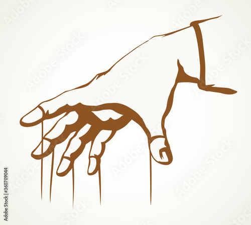 Man is a puppet. Vector drawing