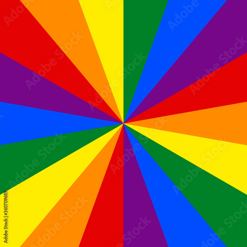 LGBT flag. Rainbow background. Abstract sunburst or sunbeams pattern for use in LGBTQI Pride Event, LGBT Pride Month, Gay Pride Symbol. Design graphic element is saved as a vector illustration.