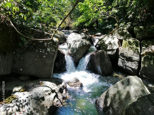 waterfall among rocks