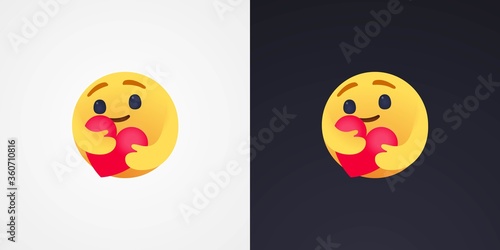 Social Media Care emoji hugging a heart. Symbol of care and support, show the love for loved ones who are a very long distance for me

