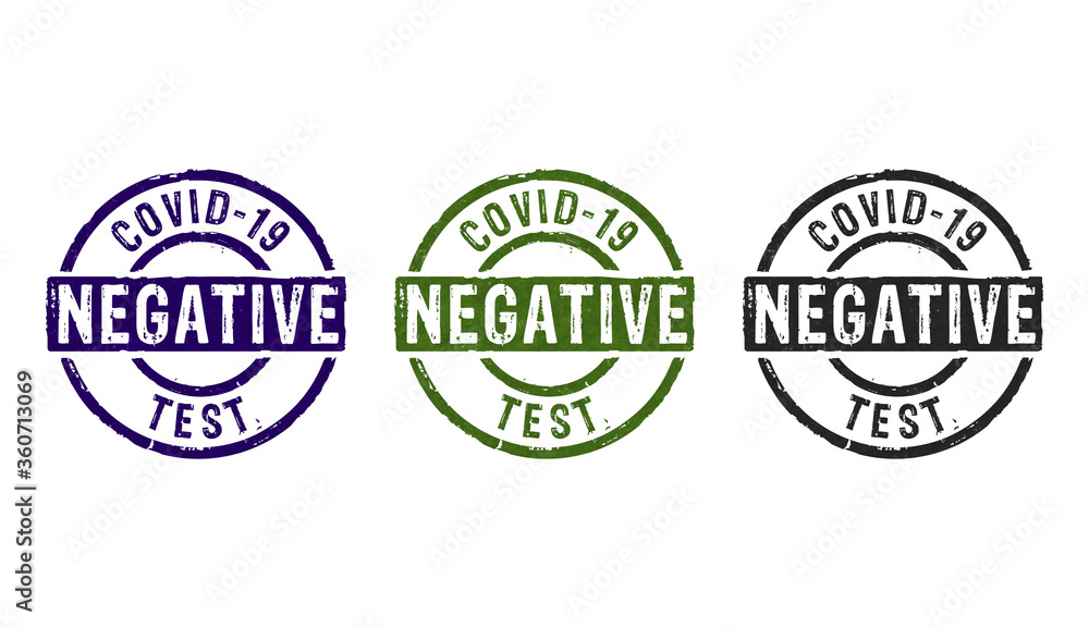 Obraz premium Covid-19 coronavirus test negative stamp and stamping