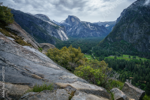 hiking the upper yosemite falls trail in yosemite national park in california, usa