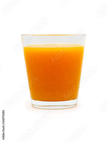 Orange juice glass isolated on white background