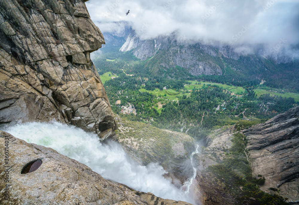 hiking the upper yosemite falls trail in yosemite national park in california, usa