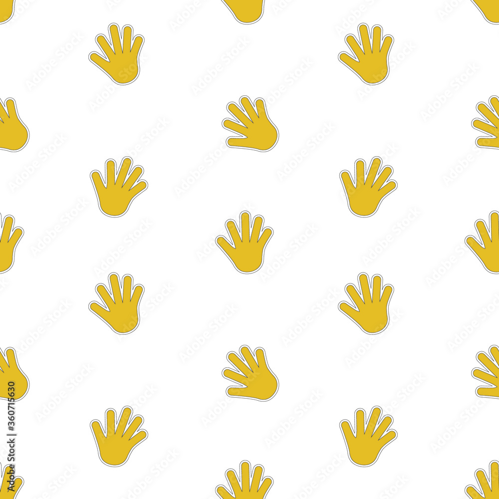 Pattern yellow hand on a white background. Can be used for cards, decor, background, packaging. Pattern yellow hand on a white background. Can be used for cards, decor, background, packaging.