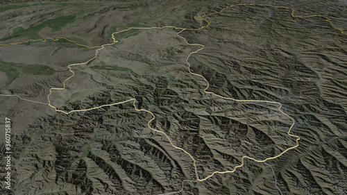 Takhar, Afghanistan - outlined. Satellite photo