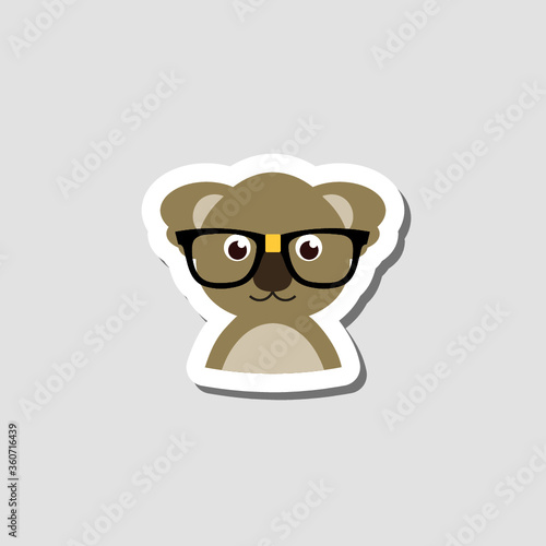 Cute koala face sticker icon isolated on gray background