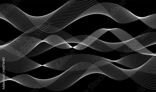 Vector white stripes on a black background in modern minimalism design