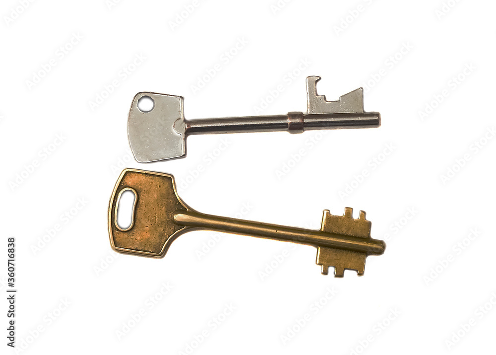 keys to apartment locks on a white background keys to apartment locks on a white background