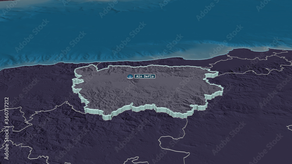 Aïn Defla, Algeria - extruded with capital. Administrative Aïn Defla, Algeria - extruded with capital. Administrative