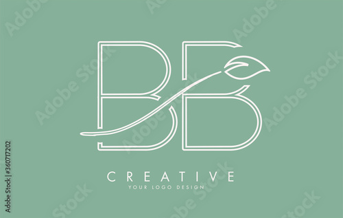 Leaf Cut BB B Letters and green background for business. Eco Letter Vector.