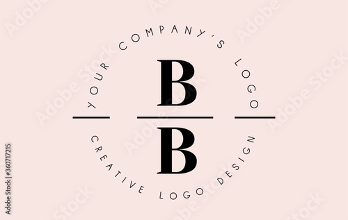 Letters BB B Logo set as a stamp or personal signature. Simple BB Icon with Circular Name Pattern.