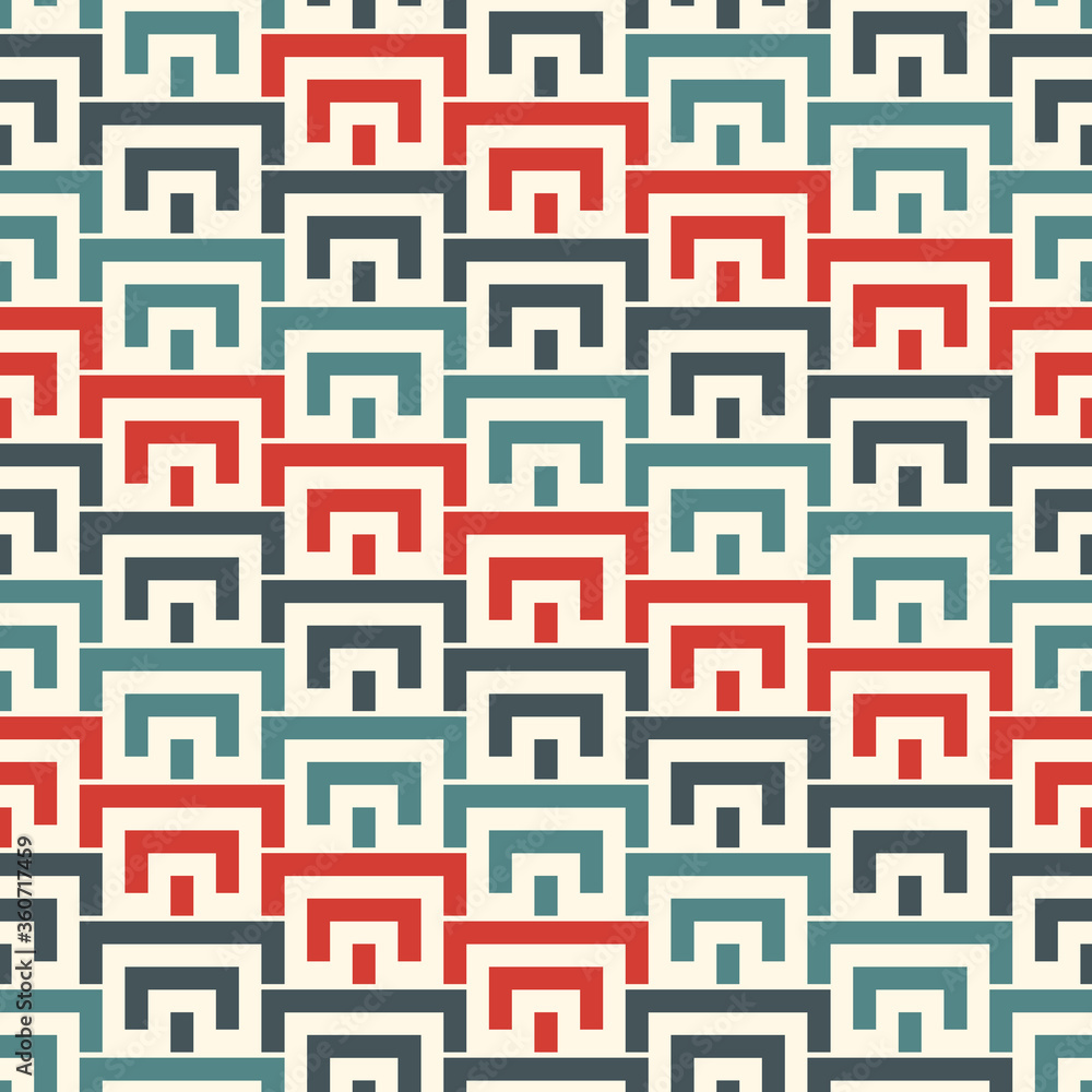Geometric seamless pattern. Geo print. Arcs, brackets motif. Oriental ornamental background. Ancient mosaic wallpaper Geometric seamless pattern. Geo print. Arcs, brackets motif. Oriental ornamental background. Ancient mosaic wallpaper