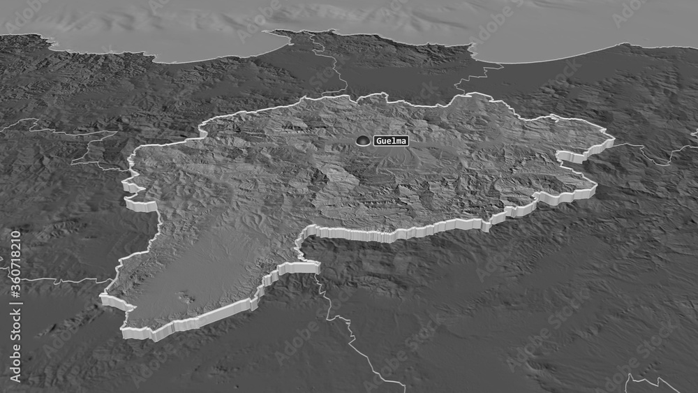 Guelma, Algeria - extruded with capital. Bilevel Guelma, Algeria - extruded with capital. Bilevel