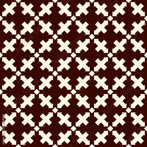 Ancient seamless pattern. Oriental tracery window ornament. Arabesque mosaic surface print. Repeated crosses motif