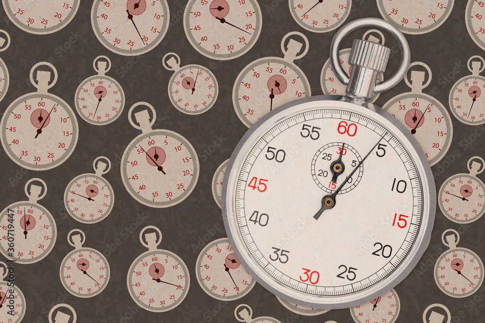 Naklejka premium Silver and white stopwatch precision time piece