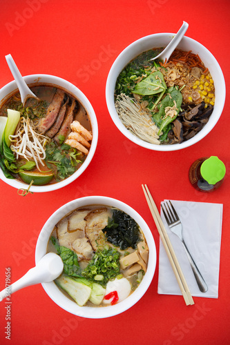Overhead shot of ramen bowl