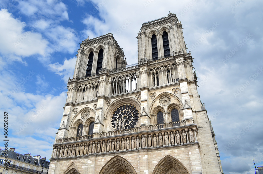 Notre Dame de Paris Cathedral France. Gothic architecture in Paris before the fire.