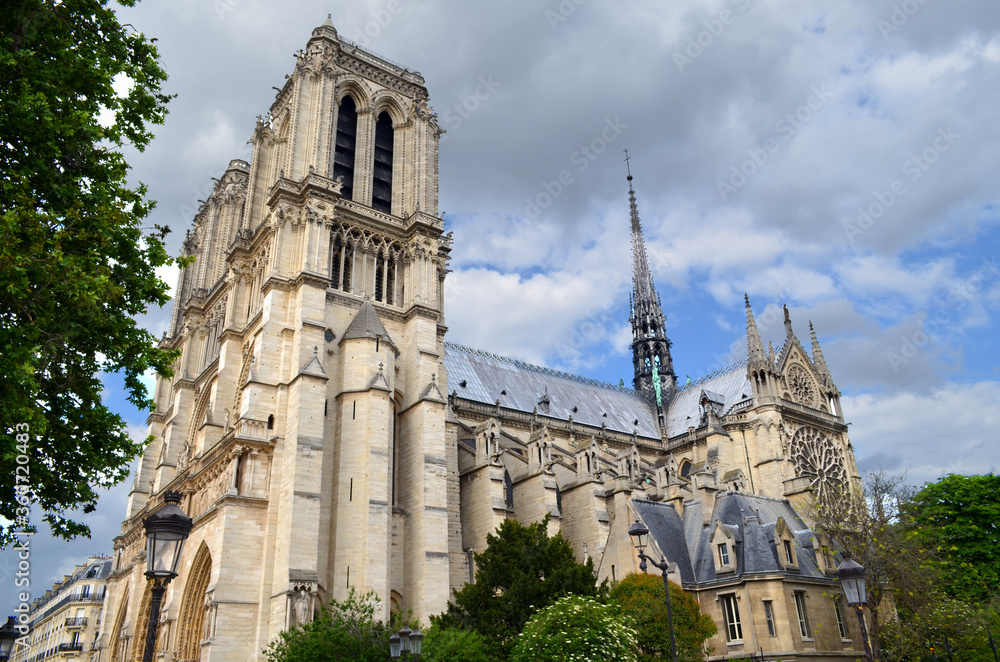 Notre Dame de Paris Cathedral France. Gothic architecture in Paris before the fire. Notre Dame de Paris Cathedral France. Gothic architecture in Paris before the fire.
