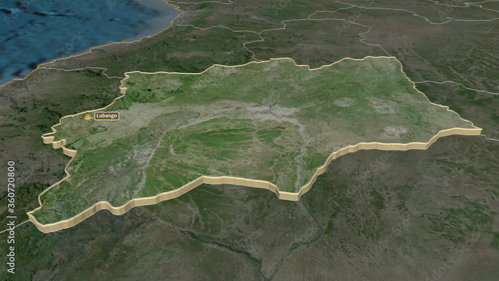 Huíla, Angola - extruded with capital. Satellite Huíla, Angola - extruded with capital. Satellite