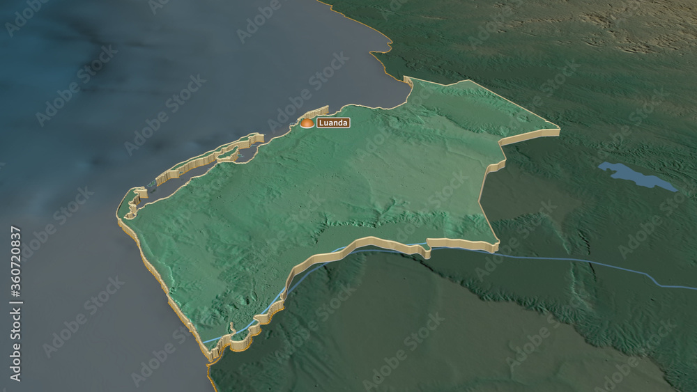 Luanda, Angola - extruded with capital. Relief Luanda, Angola - extruded with capital. Relief