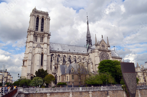 Notre Dame de Paris Cathedral France. Gothic architecture in Paris before the fire.
