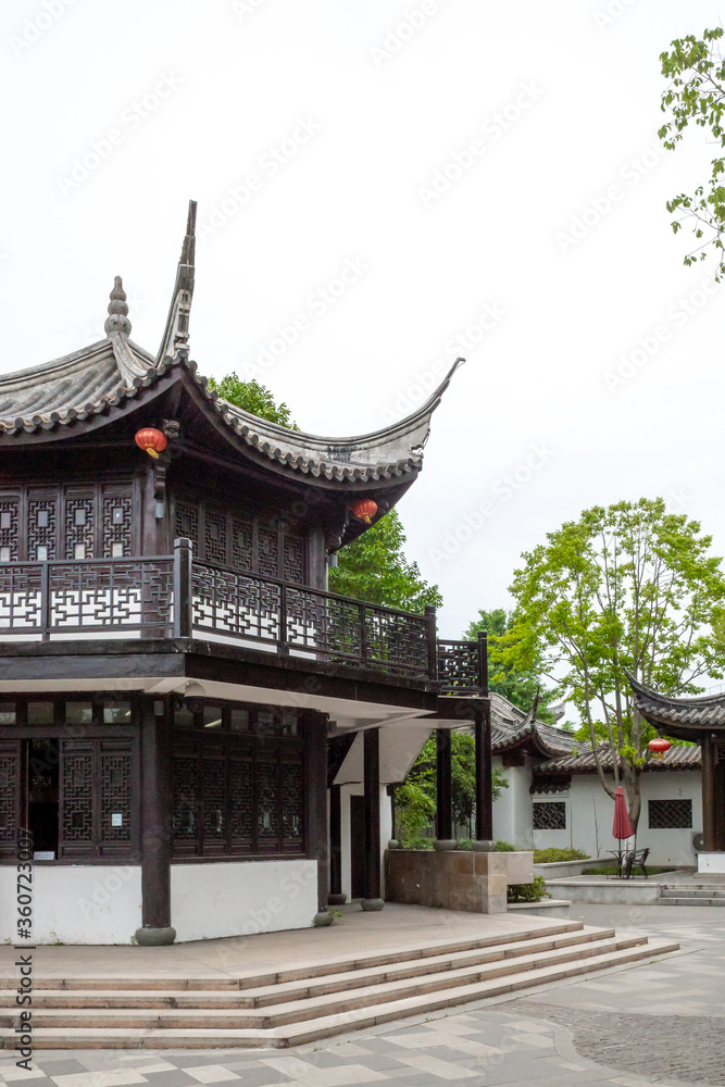 Traditional Chinese architecture in South Lake scenic area in Jiaxing, China