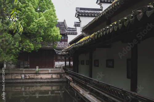 Traditional Chinese house by water in South Lake scenic area in Jiaxing, China