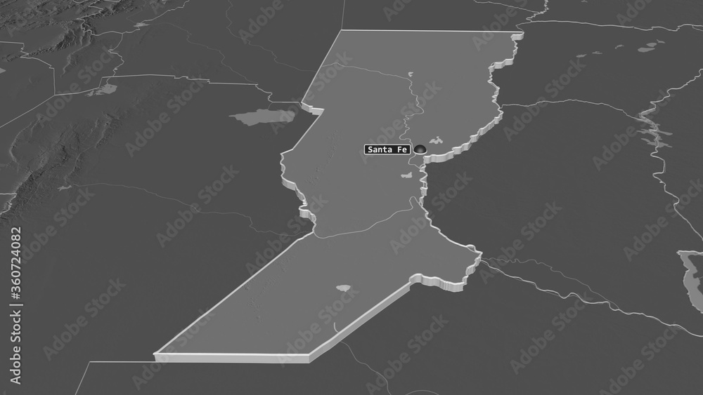 Santa Fe, Argentina - extruded with capital. Bilevel Santa Fe, Argentina - extruded with capital. Bilevel