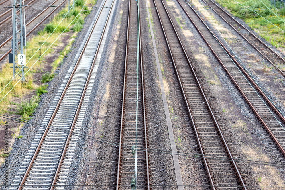 several tracks of german railway, view from above several tracks of german railway, view from above