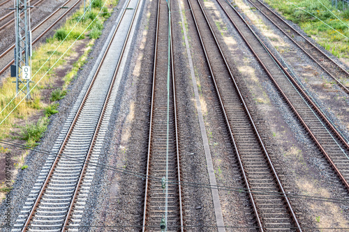 several tracks of german railway, view from above