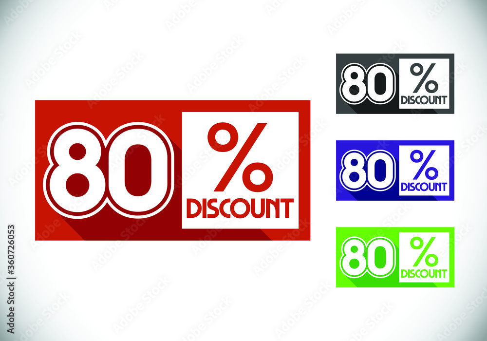 80% off discount promotion sale Brilliant poster. Sale and discount labels. Price off tag icon. special offer