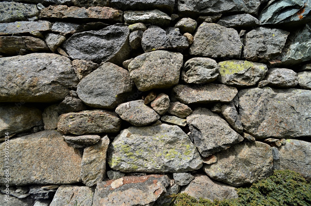 beautiful natural stone wall with different sized gray stones