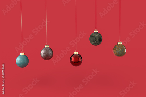 Christmas balls minimalist wallpaper . 3d rendering . 3d illustration. Merry Christmas concept