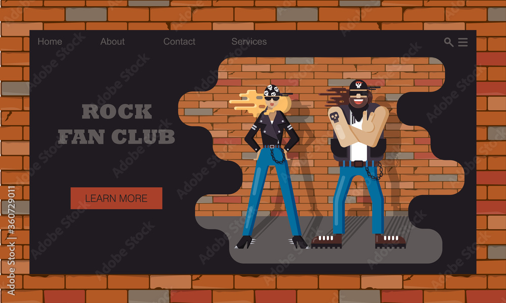 Website template for fans of rock music or a band, representatives o ...