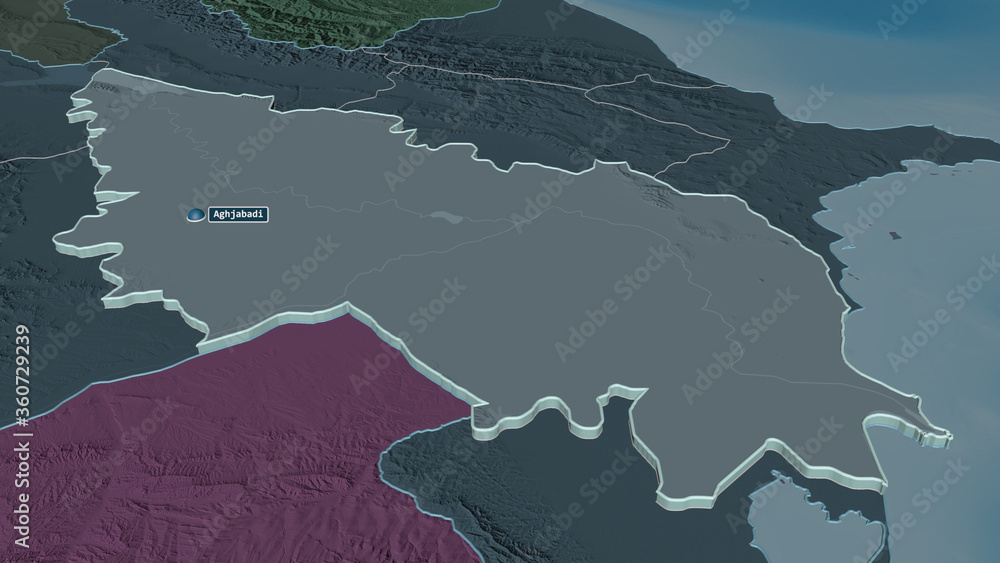 Aran, Azerbaijan - extruded with capital. Administrative Aran, Azerbaijan - extruded with capital. Administrative