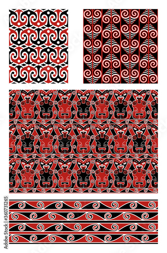 Maori Traditional Seamless Vector Patterns Set