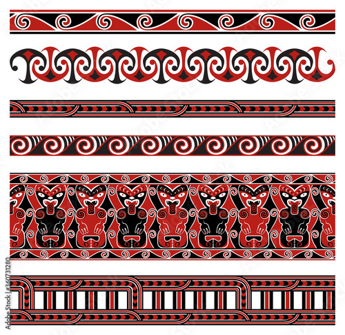 Maori Traditional Seamless Vector Patterns Set