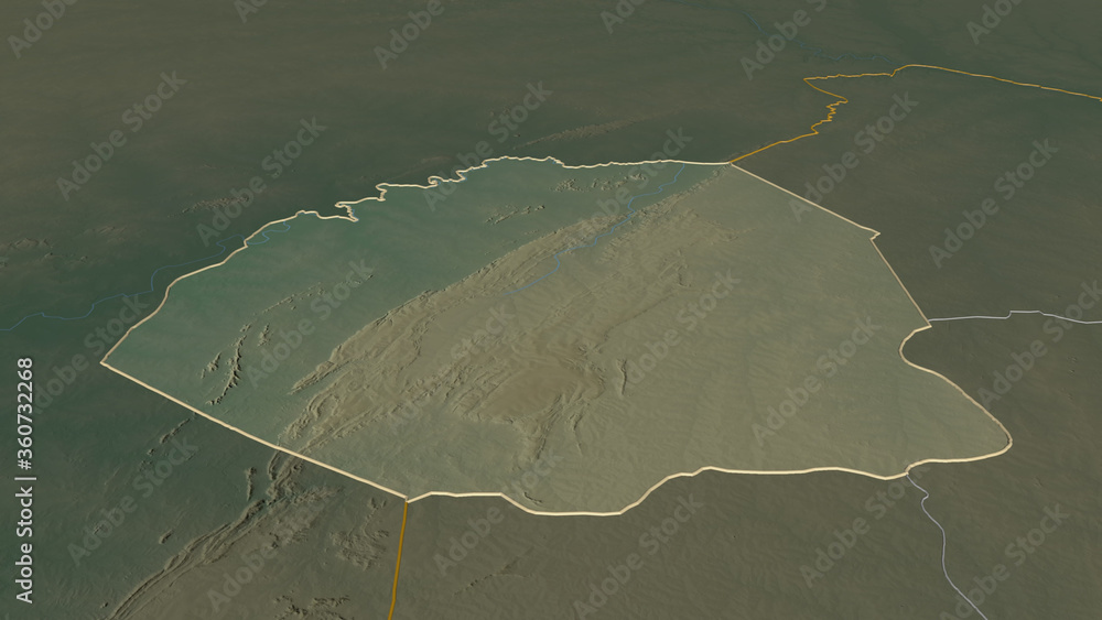 Fototapeta premium Atakora, Benin - outlined. Relief