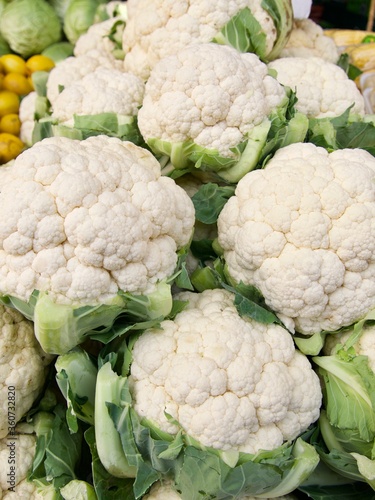 Raw cauliflower pattern in supermarket
